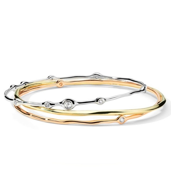 Neiman Marcus LOOK OF IPPOLITA 2 bangles Swarovski 18k overlay 1 white 1 yellow - Picture 4 of 16